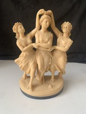Vintage The Three oracles Alabaster Sculpture Figure 23x14cm lampstand