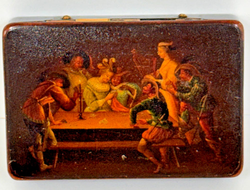 Antique papier mache snuff box - mache,