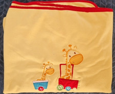 Mothercare Fleece Blanket Yellow Little Circus Giraffe Train 120x155cm Preloved
