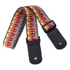 Adjustable Stripy Strap Belt w Leather End for Ukulele Guitar Banjo Mandolin