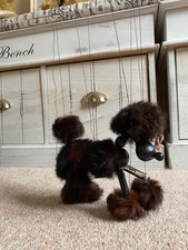 Vintage Pelham Puppet - Black poodle - circa 1950's - 18” floor to bracket