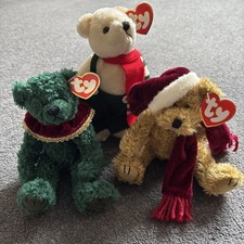 Vintage TY Attic Treasures Christmas Bears Laurel, Jangle & Weatherby