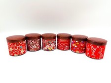 Japanese Painted Leaf Tea Coffee Sugar Caddy – Storage Jar – Red Blue Green Pink