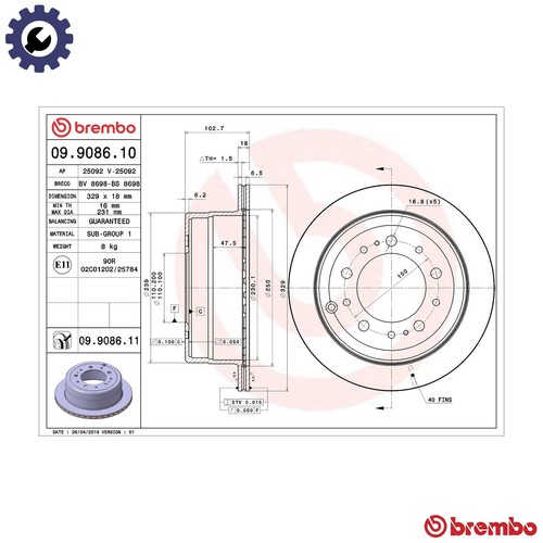 Brake disc 9086 - 2x, 09.9086.11