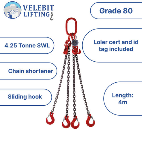 4mtr leg 8mm lifting chain - x4,