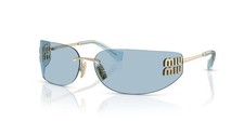 Miu Miu MU A51S ZVN10P Gold Light Blue Lens Women Wrap Sunglasses AUTHENTIC