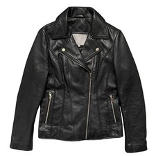 Lakeland Fine Leather Biker Jacket Black Womens UK 8 