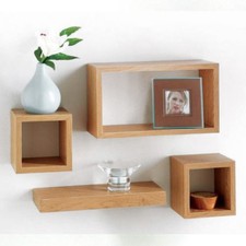 Set Of 4 Wooden Floating Cube