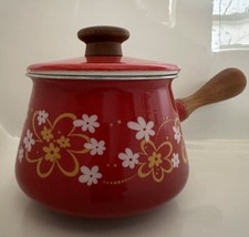 Vintage Red Enamel Fondue Pot