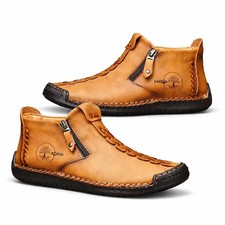 GEAINO Mens Tan Zip Ankle