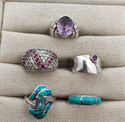 Lot sterling silver rings - lot,