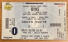 Beyonce “I Am” World Tour Concert Ticket Odyssey Arena Belfast 31 May 2009