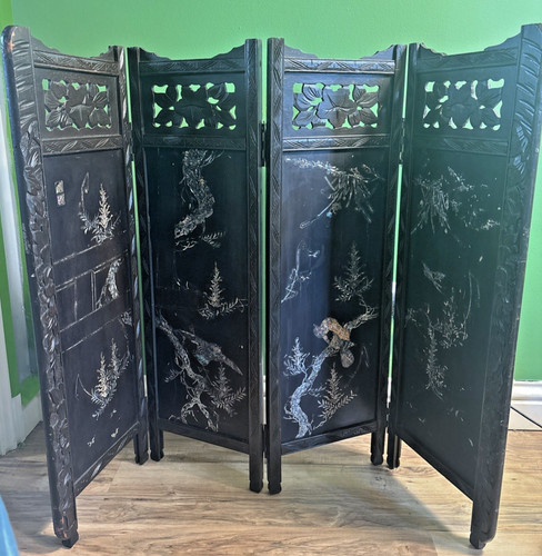 Antique 1800 asian 4 panel - asian,