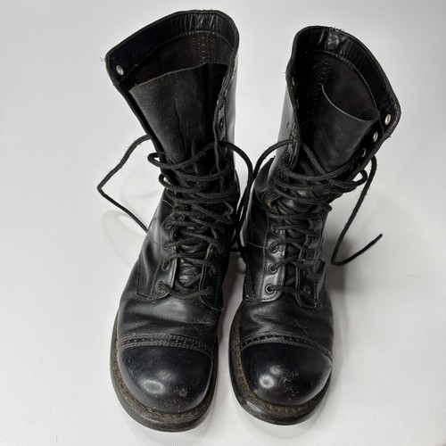 Vintage black leather combat - black,