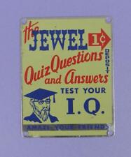 The Jewel Quiz, Test Your I.Q. Penny Arcade Machine Unused Name Plate c1950s