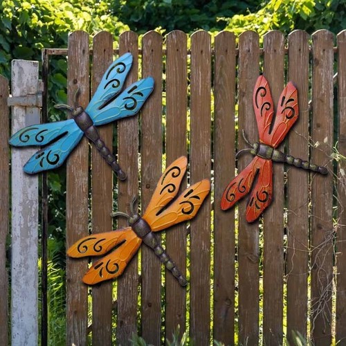 Metal dragonfly sculpture wall - metal,