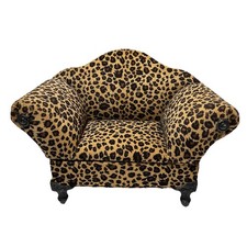 Vintage Jewelry Box Chair Loveseat Leopard Print Flip Footed 13 x 9.5 x 6.5"