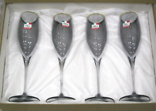 Art Decor Box Set 4x Grey/Blue & With Gold Rim Champagne Flutes - Labelled/New