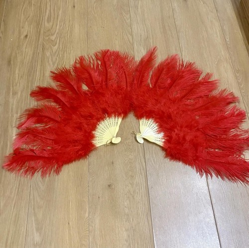 Pair red ostrich - ostrich, feather