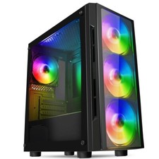 CIT Gamer Micro Tower ATX Gaming PC Case mATX 4 x ARGB LED Fans Tempered Glassd