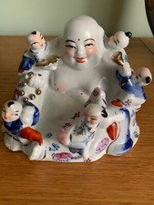 Vintage Laughing Buddha with Children -  Porcelain