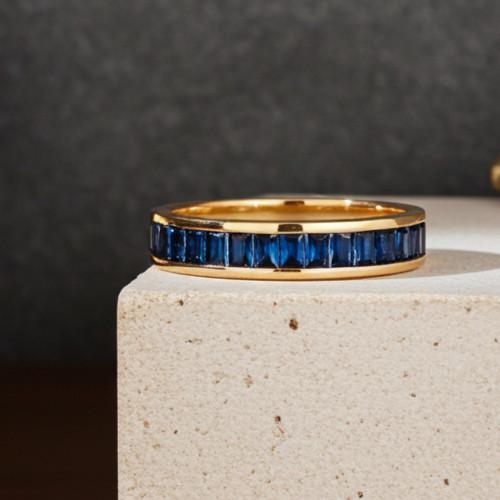 18ct gold sapphire - 18ct, baguette