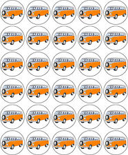 VW CAMPER VAN BIRTHDAY RETIREMENT EDIBLE RICE PAPER CUP CAKE TOPPER DECORATIONS
