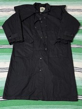 SYDNEY OILSKIN WAXED CANVAS BLACK TRENCH DUSTER COAT Large