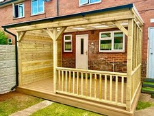 Lean-to wooden pergola with polycarbonate roof supply and installation