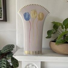 Vintage Rosenthal Studio Line Floral Tulip Pattern Vase Large 32cm Hand Painted