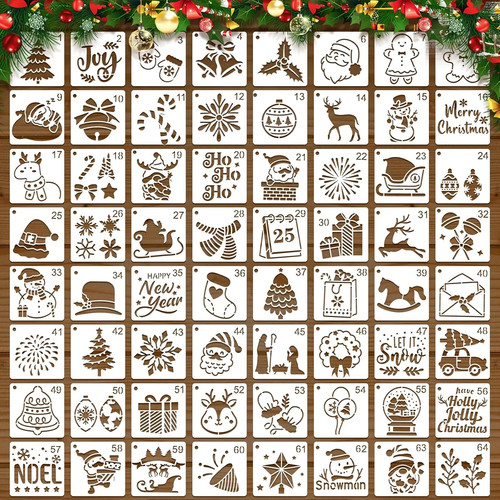 64pcs small christmas stencils - small,