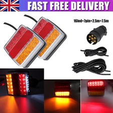 Waterproof Trailer Tail Light Kit 12V 10m 7 Pin 16Led Stop Brake Rear Lamp New