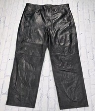 Banana Republic High Rise Straight Black 100% Lamb Leather Pants WOMENS SZ 33