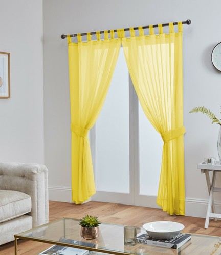 Voile curtain pair plain tab - pair,