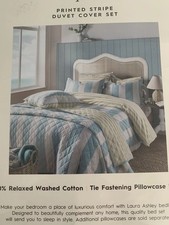 New LAURA ASHLEY Single Stripe Duvet Cover With Pillow Slip.