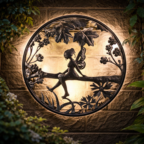 Solar backlit garden wall art - wall,