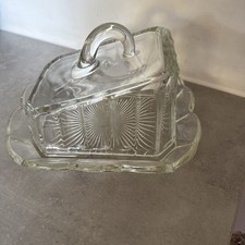 Vintage Pressed Glass Cheese/Butter Dish 1950's