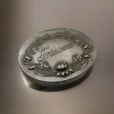 Old Vintage Metal Jewelry Trinket Box Tub Tin - Perfect For Painting 