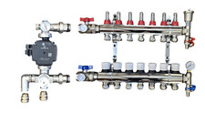UNDERFLOOR HEATING MANIFOLDS -2-10 PORTS + EUROCONE +  UPM3 PUMP PACK