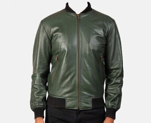 Men real leather dark green - real,