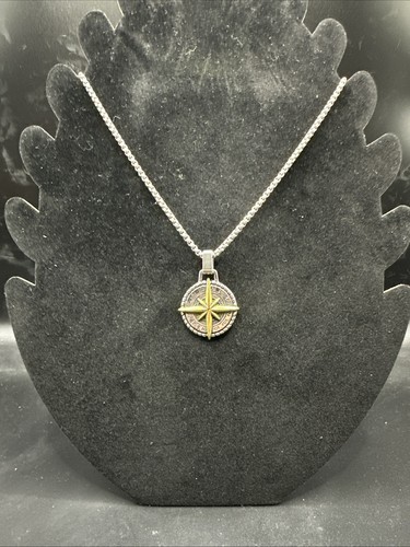 Compass rose pendant silver - compass,