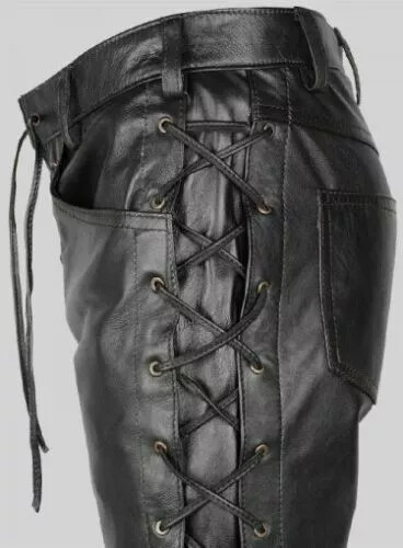 Men black lace pant biker - black,