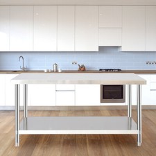 1.5m Stainless Steel Commercial Catering Table Work Table Bench Kitchen Shelf