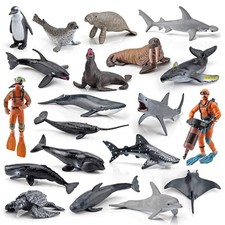 Mini Sea Animal Figures Toy 20PCS Small Ocean Animal Sharks Whales Arctic Animal