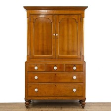19th Century Antique Welsh Oak Linen Press Cupboard (M-4814)