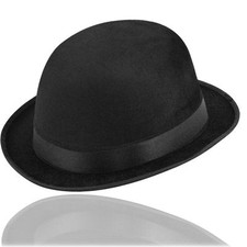 Black Velour Bowler Hat Stag