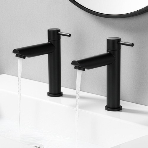 Round cloakroom taps - round, black