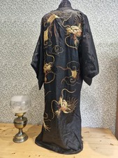 ANTIQUE 1920s KIMONO DRAGONS EMBROIDERY 3D ROBE DRESSING GOWN VINTAGE