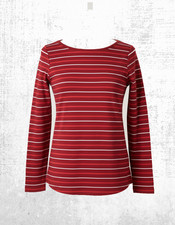Women’s Fat Face Breton Top Cotton Long Sleeve Red Multi Stripe Crew Neck
