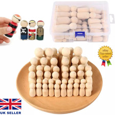 Wooden Peg Dolls Unfinished People, 50 Pcs Natural Wooden Pegs People Shape Doll